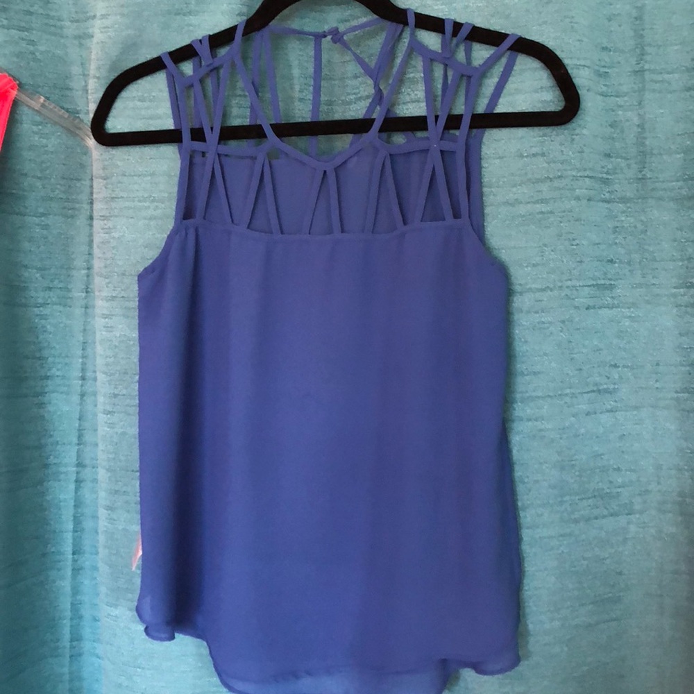 Blue chiffon tank